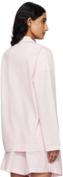 Tekla Pink Poplin Long-Sleeved Pyjama Shirt