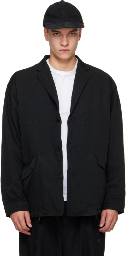 Photo: Comme des Garçons Homme Black Polyester Serge Blazer