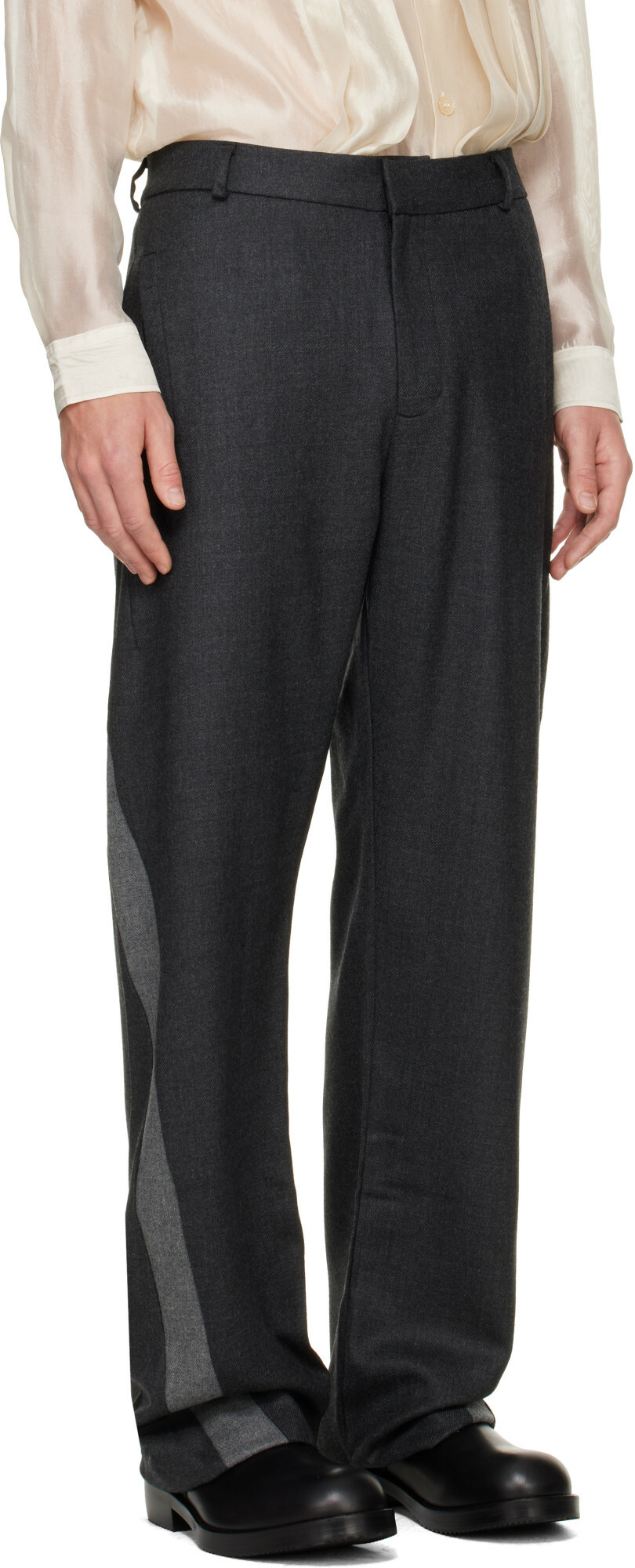 Edward Cuming Gray Twisted Tailored Trousers