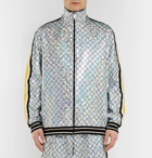 Gucci - Webbing-Trimmed Logo-Embroidered Iridescent Jersey Track Jacket - Men - Silver