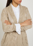 Brunello Cucinelli Embellished Linen-blend Cardigan Beige