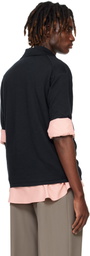 AURALEE Navy Product Dyed Wool Knit Polo