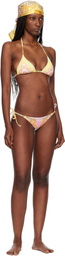 Versace Yellow & Pink Printed Triangle Bikini Top