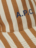 A.P.C. - Eden Logo-Printed Striped Cotton-Blend Canvas Baseball Cap - Brown