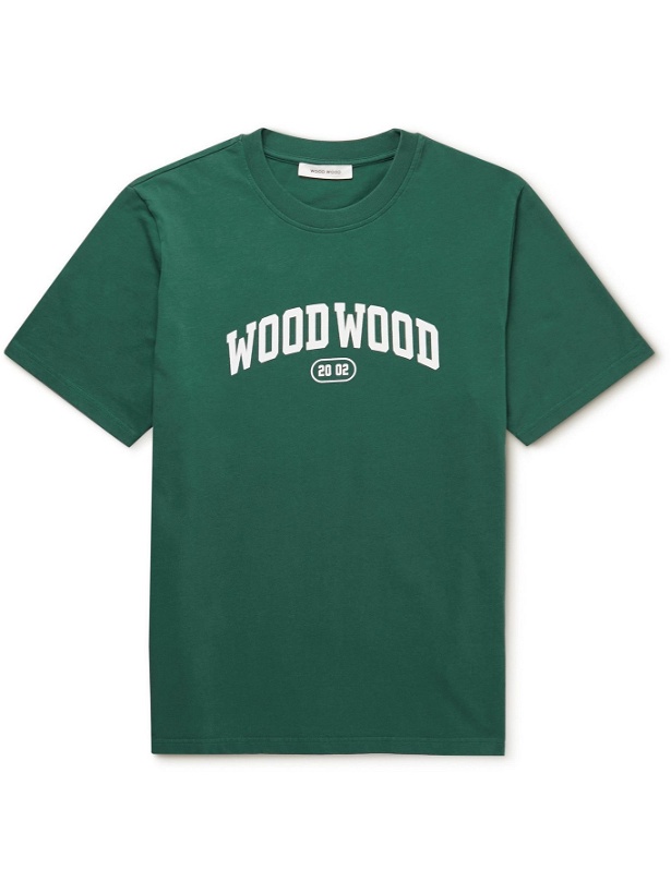 Photo: Wood Wood - Bobby Logo-Print Cotton-Jersey T-Shirt - Green