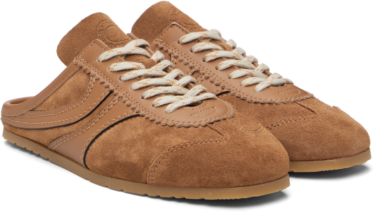 Dries Van Noten Tan Suede Sneaker Mule Loafers