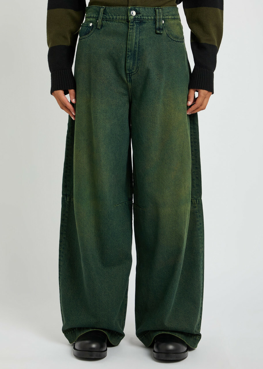 Simone Rocha Darted Wide-leg Jeans Green