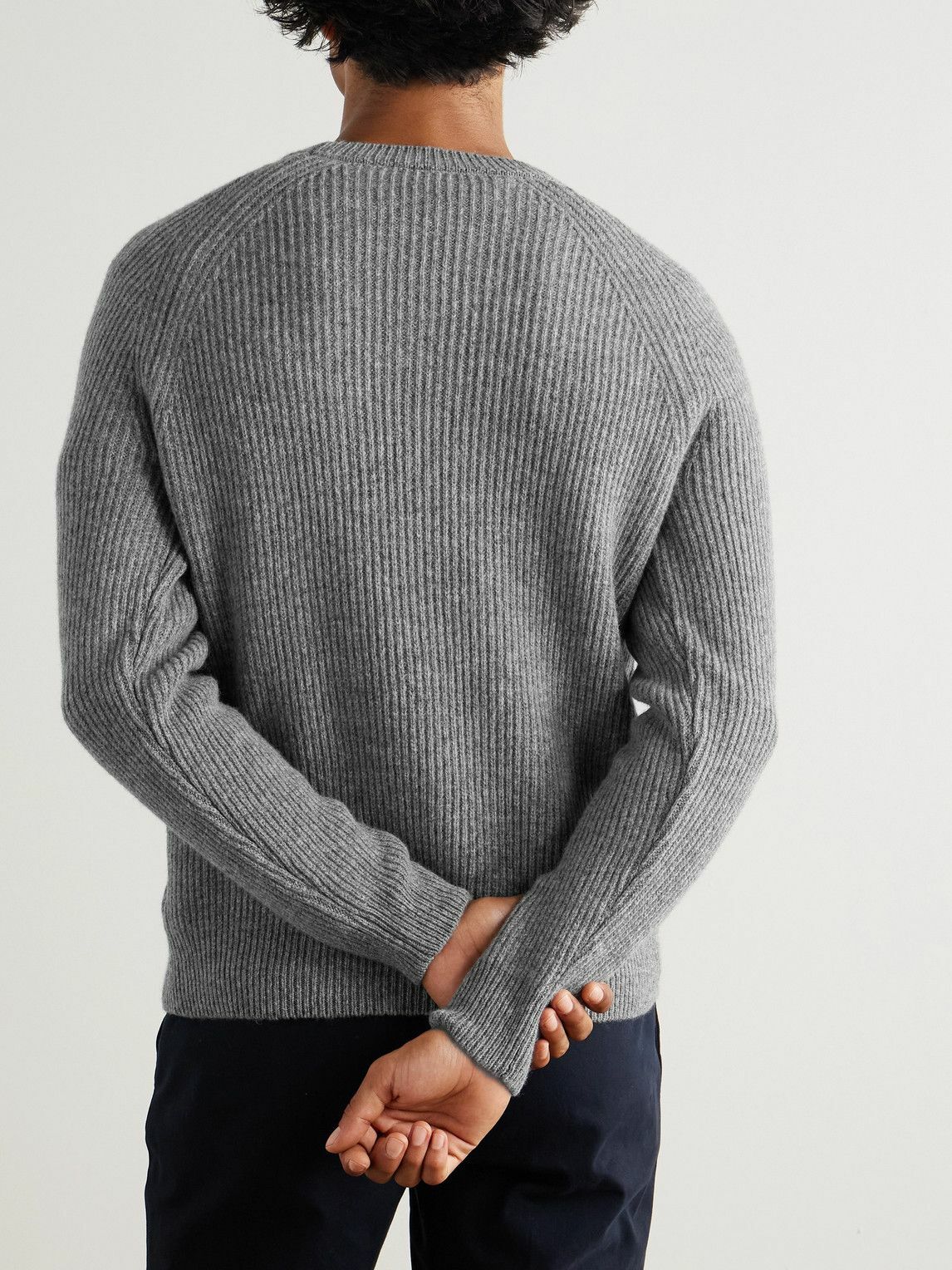 Incotex - Zanone Ribbed Virgin Wool Sweater - Gray