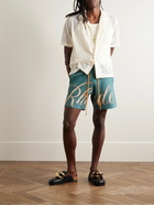 Rhude - Straight-Leg Supima Cotton and Cashmere-Blend Drawstring Shorts - Blue