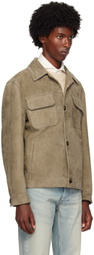 Lardini Taupe Paneled Leather Jacket