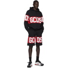 GCDS Black and Red Band Logo Hoodie