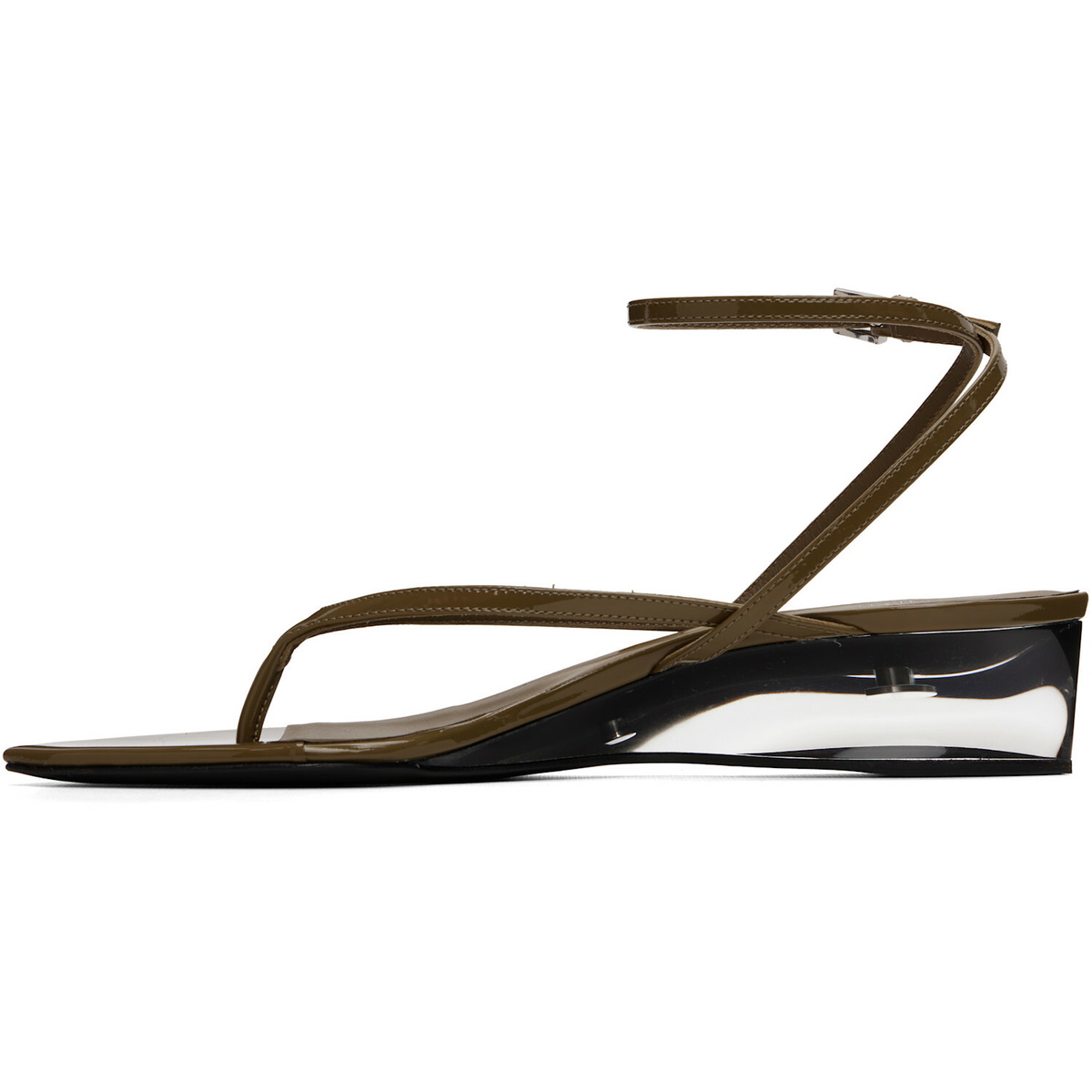 ALAÏA Khaki Invisible Thong Heeled Sandals