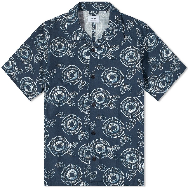 Photo: NN07 Men's Ole Printed Vacation Shirt in Navy Blue