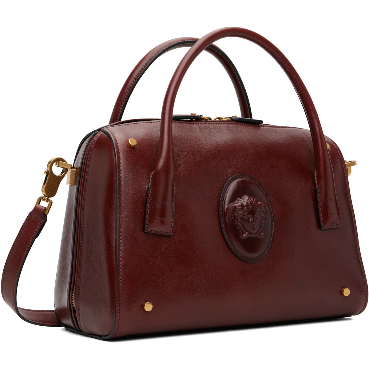 Versace Brown Roomy Leather Boston Bag