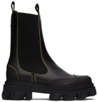 GANNI Black Cleated Mid Chelsea Boots