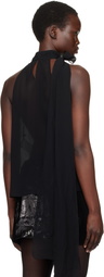 TOM FORD Black Silk Georgette Sleeveless Lavalliere Blouse