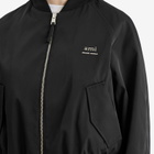AMI Paris Women's Logo Bomber Jacket in Wool Gabardine Black