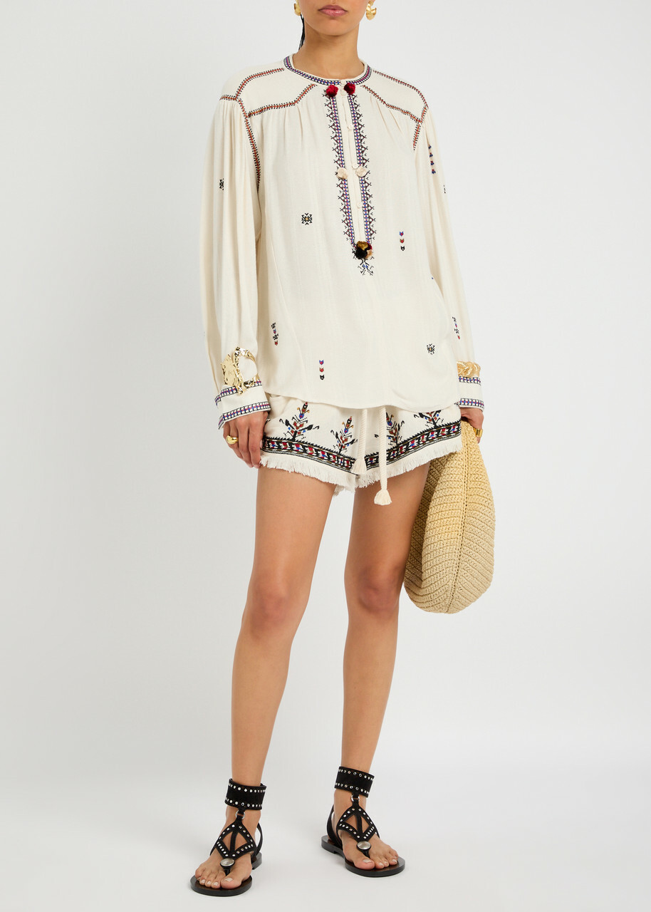Isabel Marant étoile Pelson Embroidered Woven Blouse Ecru
