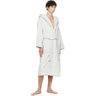 Tekla White & Blue Terry Hooded Bathrobe