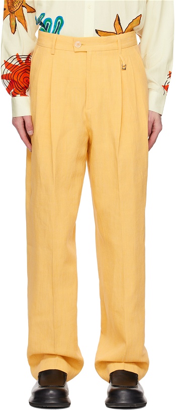 Photo: Jacquemus Yellow Le Raphia 'Le Pantalon Madeiro' Trousers