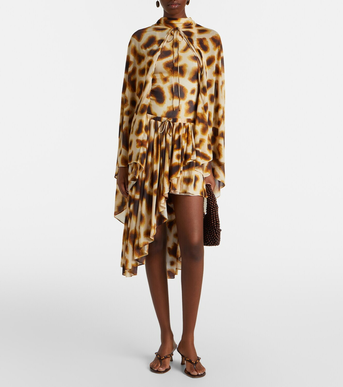 Christopher Esber Gyre printed asymmetric caped minidress