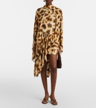 Christopher Esber Gyre printed asymmetric caped minidress