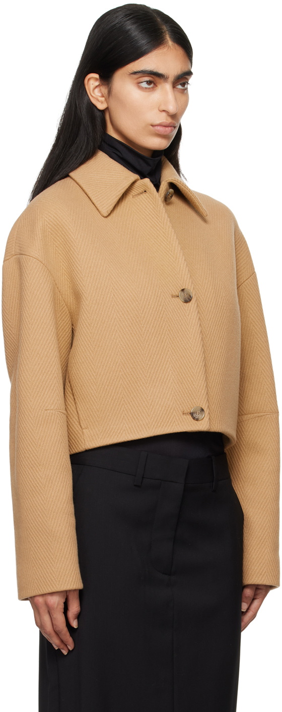 BOSS Beige Herringbone Virgin Wool Jacket