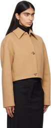 BOSS Beige Herringbone Virgin Wool Jacket
