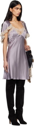 Chloé Purple Washed Silk Satin & Lace Cape Minidress