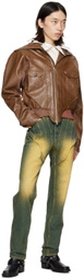 Juntae Kim Brown Pourpoint Faux-Leather Bomber Jacket
