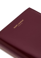 Saint Laurent Logo-stamped Patent Leather Passport Holder - Burgundy - One Size