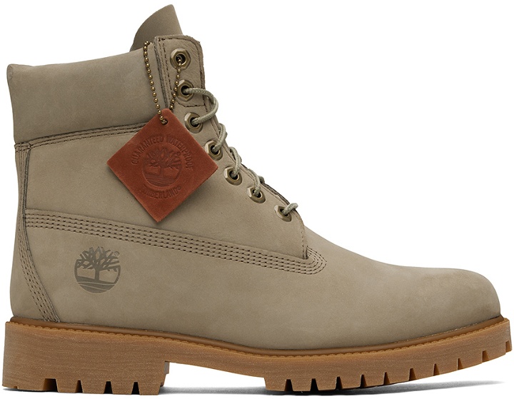 Photo: Timberland Taupe Heritage 6-Inch Lace-Up Boots