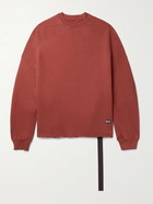 DRKSHDW BY RICK OWENS - Logo-Appliquéd Distressed Fleece-Back Cotton-Jersey Sweatshirt - Red