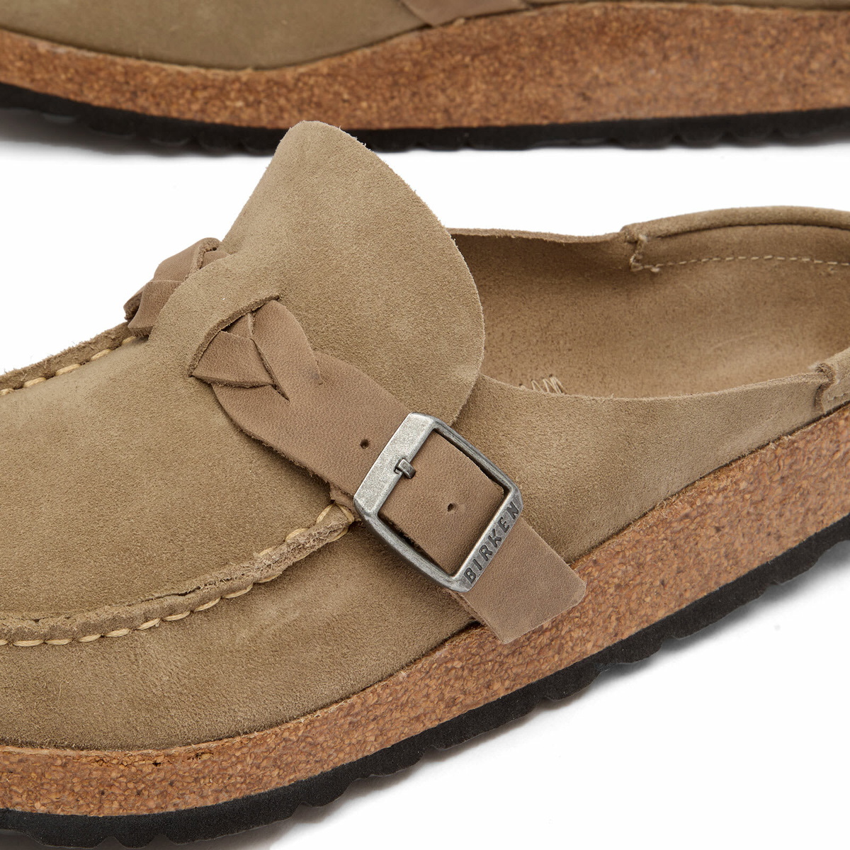 Birkenstock Women's Buckley Braided in Taupe Suede