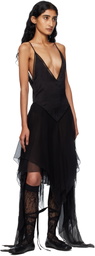 Ann Demeulemeester Black Multilayer Slip Midi Dress