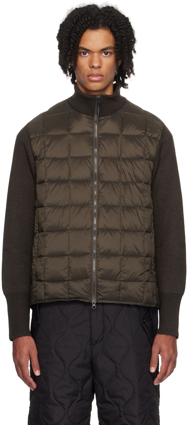 TAION Brown Paneled Down Jacket Taion Extra