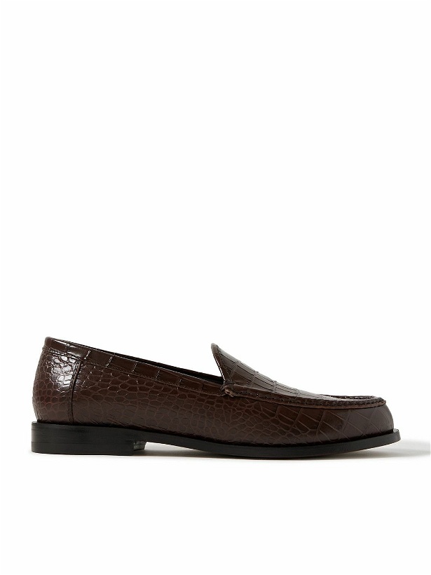 Photo: Manolo Blahnik - Ralone Croc-Effect Leather Loafers - Brown