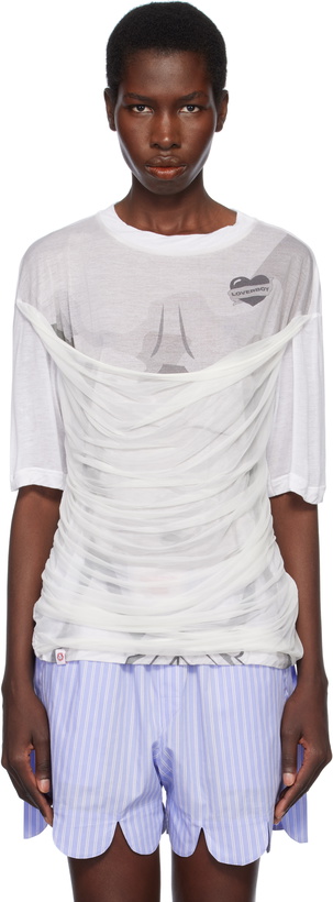 Photo: Charles Jeffrey LOVERBOY White Draped Mesh T-shirt