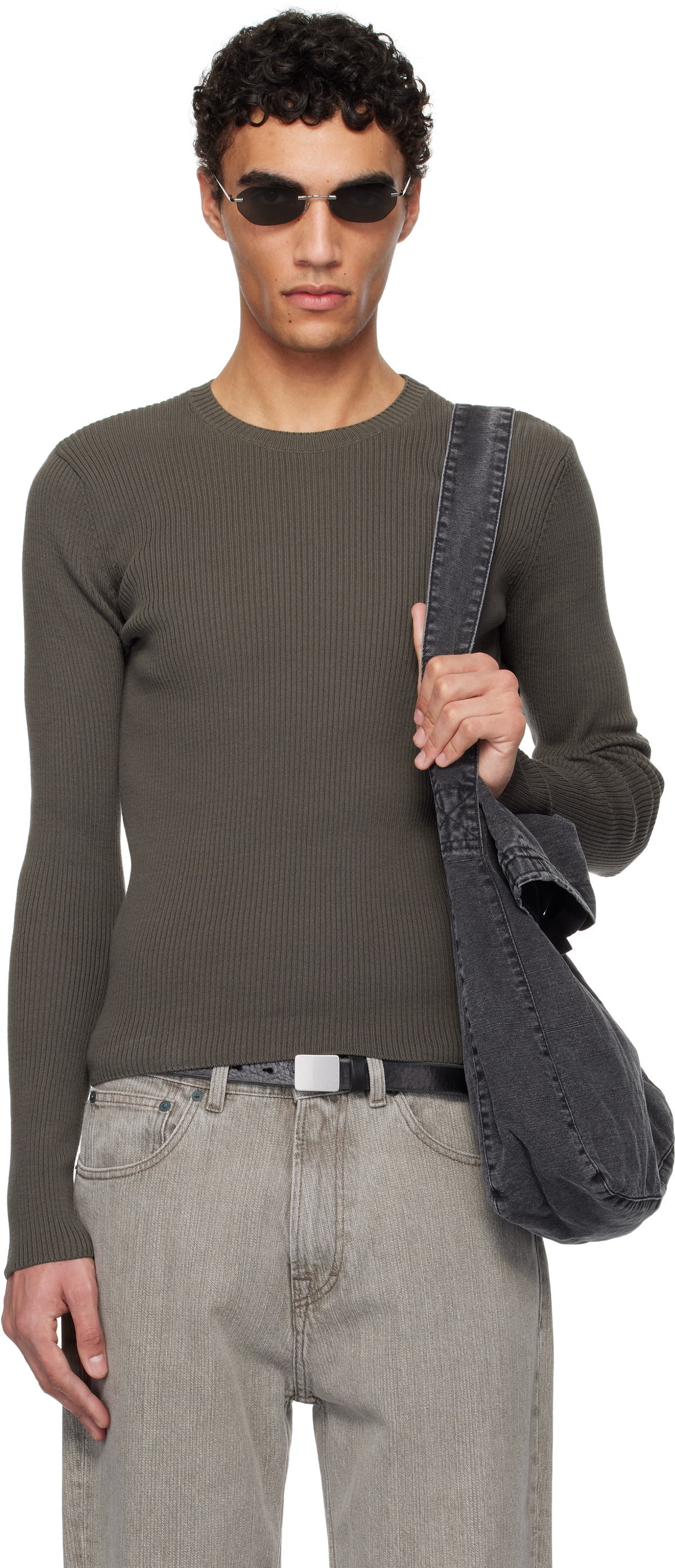 トップス our legacy COMPACT ROUNDNECK Our Legacy - Compact Roundneck Liquorice Cotton Voile