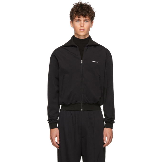 Photo: Balenciaga Black Crepe Jersey Zip-Up Jacket