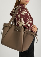 Tory Burch Romy Pebbled Leather Tote - Mid Brown - One Size