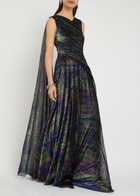 Talbot Runhof Scarf-effect Metallic-weave Gown Multicoloured 1