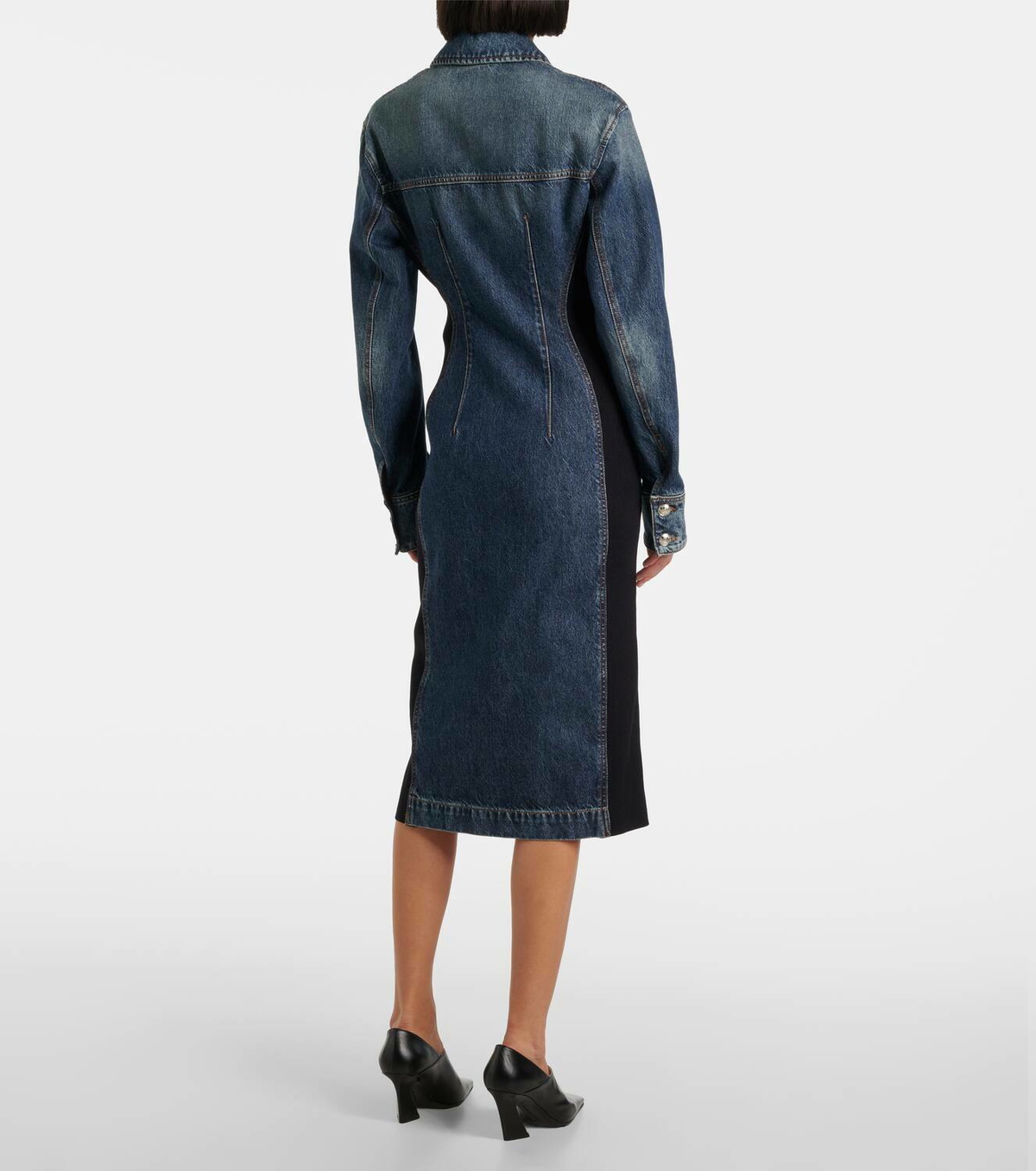 【関税&送料込】Sportmax Denim Fiorito Shirt Dress Fiorito denim midi dress in purple - Sportmax | Mytheresa