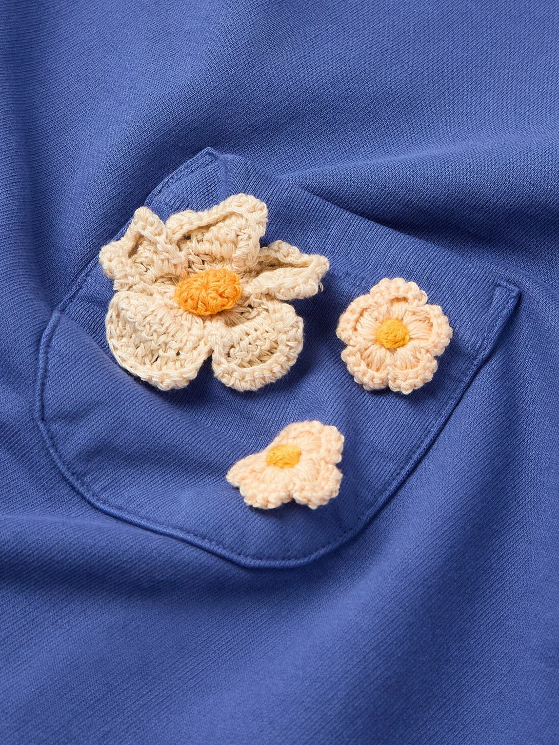 Monitaly - Crochet-Trimmed Cotton-Jersey T-Shirt - Blue