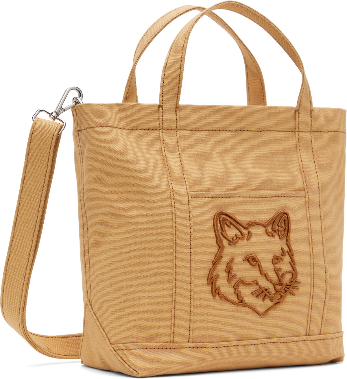 Maison Kitsuné Tan Fox Head Small Tote