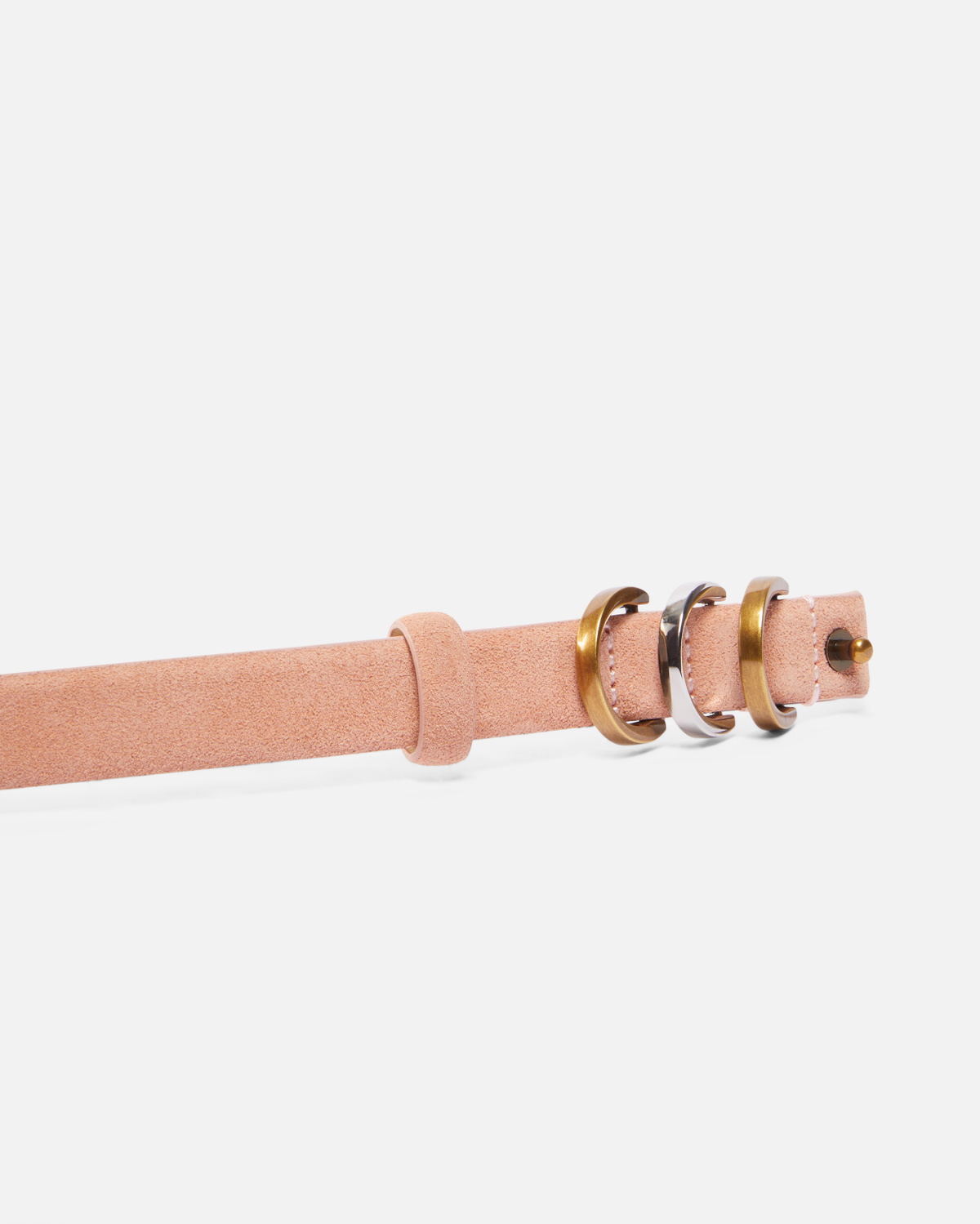 Pinko Thin Suede Belt With Logo Branded Rings 2cm Orange Mix Gal Gold Nikel
