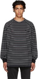 Juun.J Black Striped Solid String Long Sleeve T-Shirt