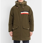 Moncler Genius - 2 Moncler 1952 Oversized Striped Shell-Trimmed Gabardine Hooded Parka - Men - Army green