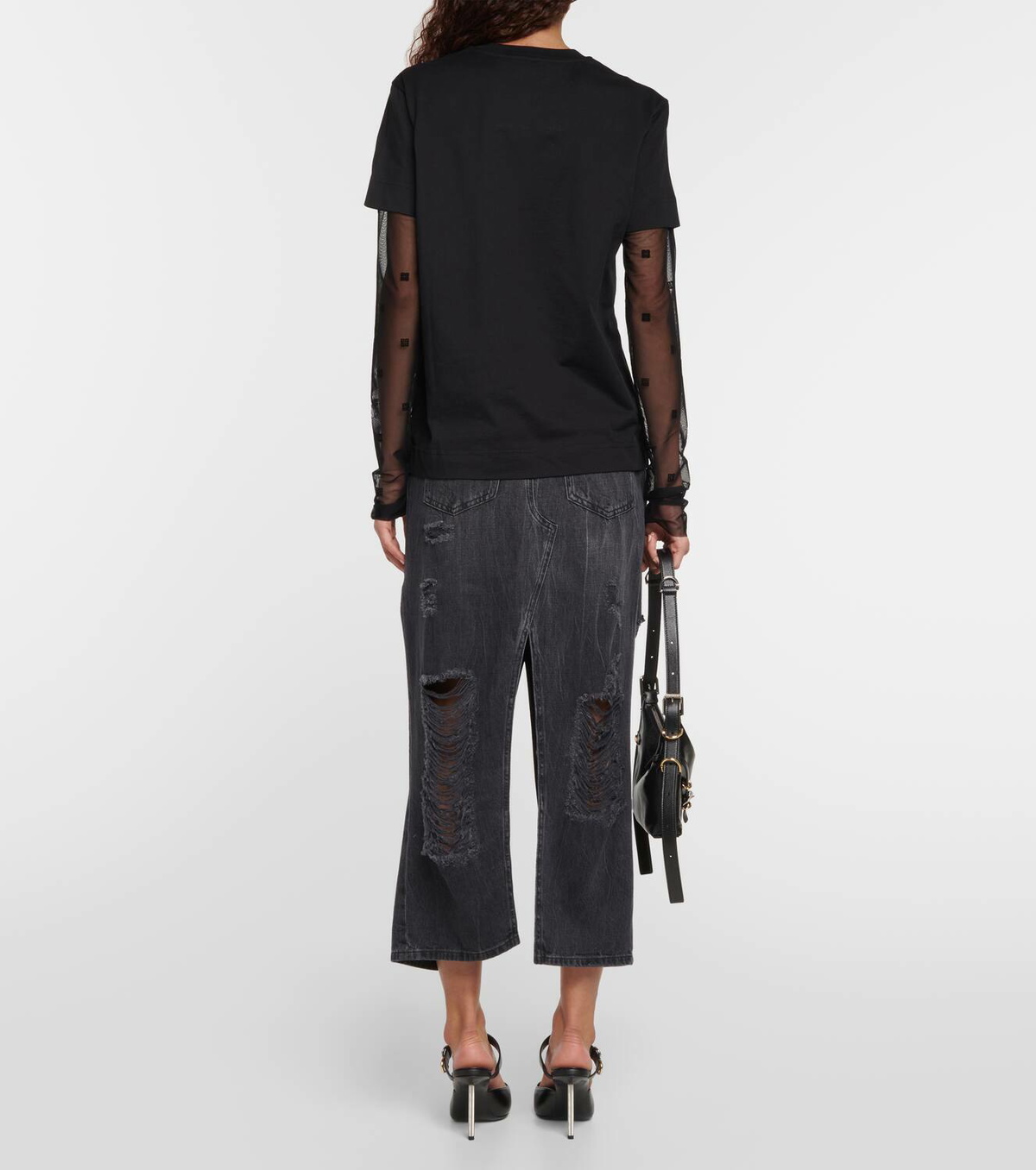 Givenchy Pink Ruffled Detail Cotton T-Shirt