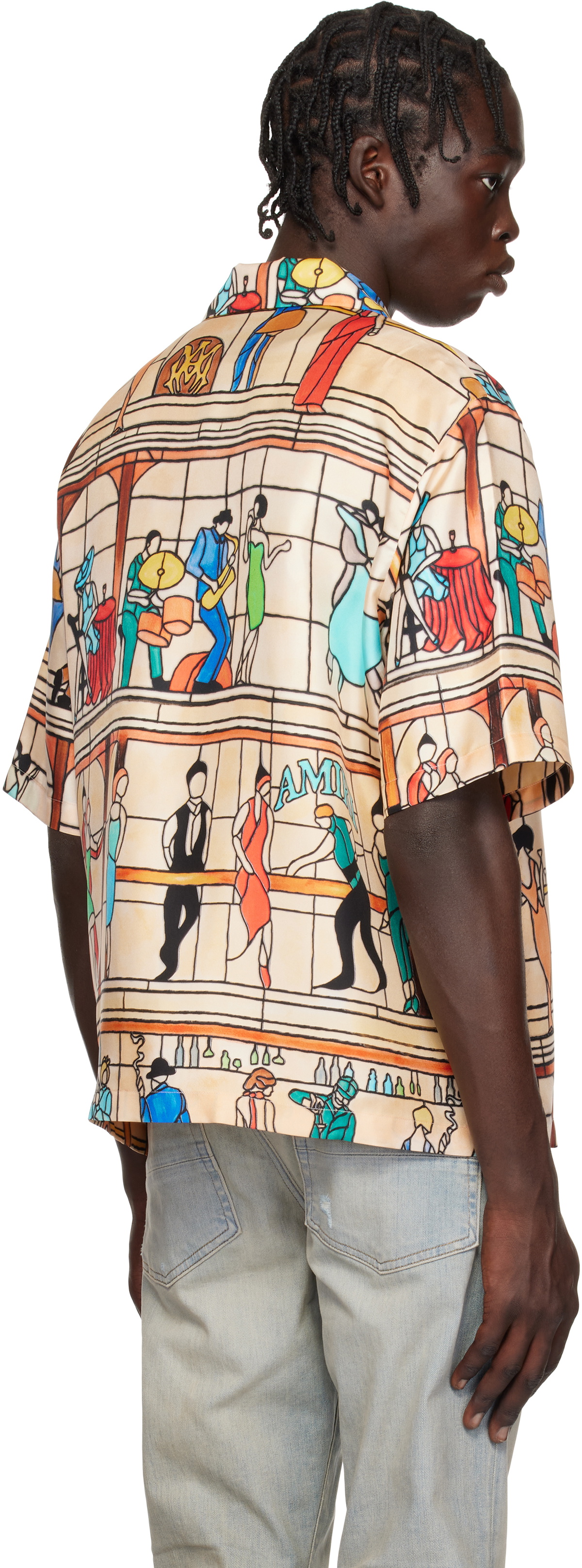 AMIRI Beige 'Amiri' Pool Hall Bowling Shirt